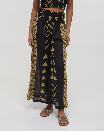 ΠΑΝΤΕΛΟΝΑ ΜΑΥΡΟ/ΜΟΥΣΤΑΡΔΙ ΜΕ ΣΧΕΔΙΑ ONE SIZE (100% COTTON)