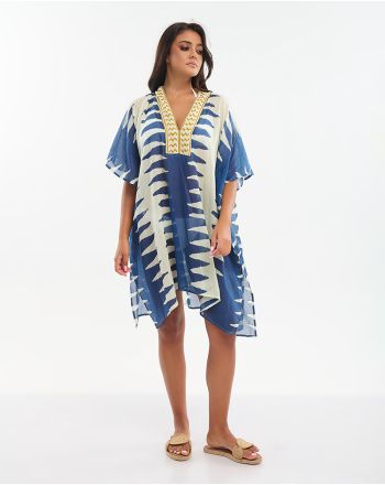 ΚΑΦΤΑΝΙ ΚΟΝΤΟ ΜΠΕΖ/ΜΠΛΕ ΜΕ ΧΡΥΣΑ ΛΕΠΤΟΜΕΡΕΙΕΣ ONE SIZE (100% COTTON)