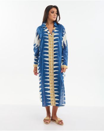 ΠΟΥΚΑΜΙΣΑ ΜΑΚΡΙΑ ΜΠΕΖ/ΜΠΛΕ ΜΕ ΧΡΥΣΕΣ ΛΕΠΤΟΜΕΡΕΙΕΣ ONE SIZE (100% COTTON)