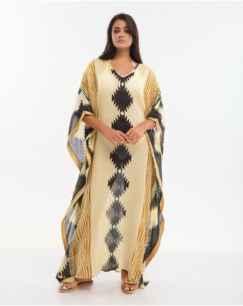 ΚΑΦΤΑΝΙ ΜΑΚΡΥ ΜΠΕΖ/ΜΑΥΡΟ/ΜΟΥΣΤΑΡΔΙ ΜΕ ΧΡΥΣΕΣ ΛΕΠΤΟΜΕΡΕΙΕΣ ONE SIZE (100% COTTON)