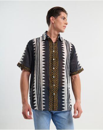 ΠΟΥΚΑΜΙΣΟ ΚΟΝΤΟΜΑΝΙΚΟ ΛΕΥΚΟ/ΜΑΥΡΟ ΜΕ ΜΟΥΣΤΑΡΔΙ ΛΕΠΤΟΜΕΡΕΙΕΣ M/L (100% COTTON)