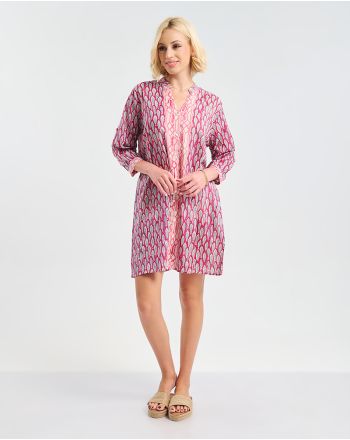 ΠΟΥΚΑΜΙΣΑ ΜΕ 3/4 ΜΑΝΙΚΙ ΡΟΖ ΜΕ ΨΑΡΙΑ ONE SIZE (100% COTTON)