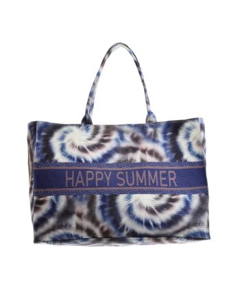 FABRIC BAG IN BLUE COLOR TIE DYE ''HAPPY SUMMER'' 45X15X32/55