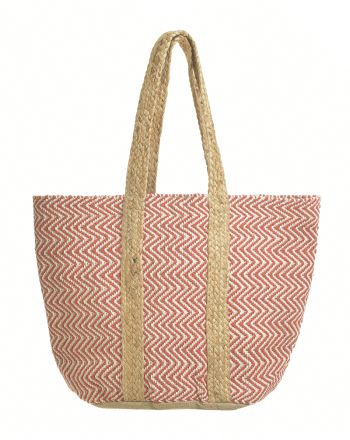 JUTE BAG IN WHITE/RED COLOR 60Χ40 (70%COTTON 30%JUTE)