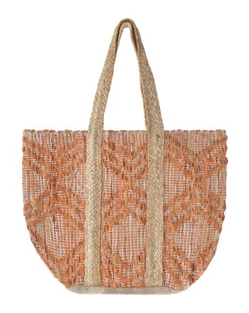 ΤΣΑΝΤΑ ΥΦΑΣΜΑΤΙΝΗ ΣΕ ΠΟΡΤΟΚΑΛΙ/ΜΠΕΖ ΧΡΩΜΑ 31X40X31 ( 70% COTTON 30% JUTE)