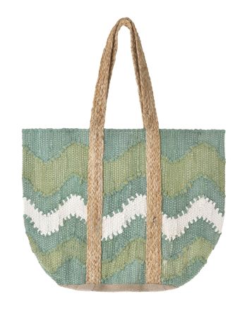 FABRIC BAG IN DARK GREEN/ECRU SHADES 