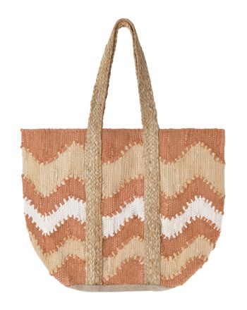 FABRIC BAG IN ORANGE/ECRU SHADES 