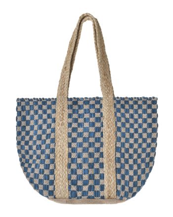 ΤΣΑΝΤΑ ΓΙΟΥΤΑ ΣΕ ΣΚΟΥΡΟ ΜΠΛΕ/ΜΠΕΖ 31X40X31 ( 70% COTTON 30% JUTE)
