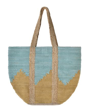 ΤΣΑΝΤΑ ΓΙΟΥΤΑ ΤΙΡΚΟΥΑΖ/ΜΟΥΣΤΑΡΔΙ 31X40X31 (70% COTTON 30% JUTE)