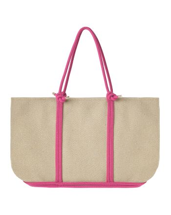 ΤΣΑΝΤΑ ΥΦΑΣΜΑΤΙΝΗ ΣΕ ΜΠΕΖ ΧΡΩΜΑ ΜΕ ΜΩΒ ΛΕΠΤΟΜΕΡΕΙΕΣ 50X33X10 (20% COTTON & 80% POLYESTER)