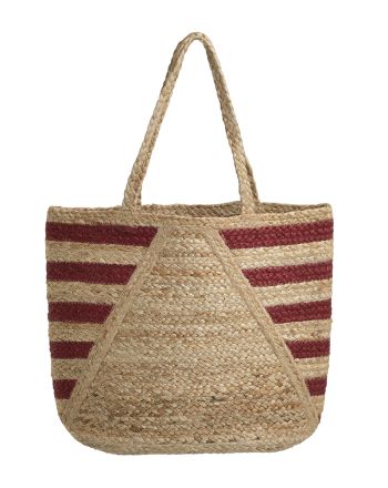 JUTE BAG IN RED COLOR WITH STRIPES 42X18X38/66 (100% JUTE)