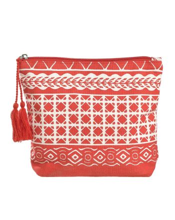 FABRIC MINI BAG IN RED/WHITE COLOR (50%COTTON 50% POLYESTER)