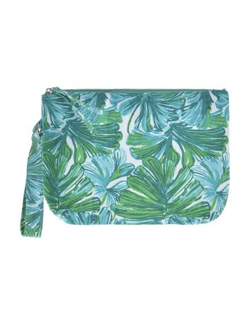 ΤΣΑΝΤΑΚΙ ΥΦΑΣΜΑΤΙΝΟ ΠΡΑΣΙΝO ΜΕ ΦΥΛΛΑ (50%COTTON 50% POLYESTER)