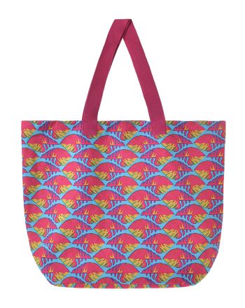 ΤΣΑΝΤΑ ΥΦΑΣΜΑΤΙΝH ΡΟΖ/ΜΠΛΕ/ΠΟΡΤΟΚΑΛΙ 40X43X20 (50% COTTON 50% POLYESTER)