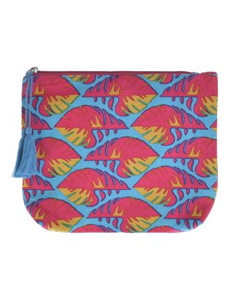 FABRIC MINI BAG IN PINK/BLUE/ORANGE COLOR 22X19X2 (50% COTTON 50% POLYESTER)