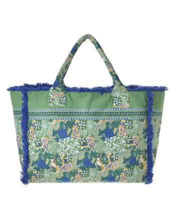 ΤΣΑΝΤΑ ΥΦΑΣΜΑΤΙΝH ΠΡΑΣΙΝΟ/ΜΠΛΕ/ΛΕΥΚΟ (50% COTTON 50% POLYESTER)