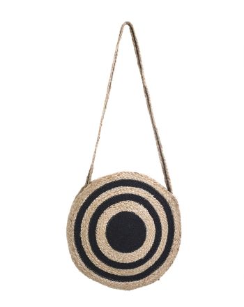 JUTE ROUND BAG IN BLACK COLOR 40X3X40/80 (20%COTTON 80%JUTE)
