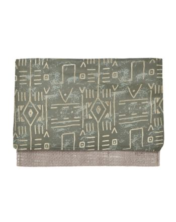 BAG/CLUTCH IN OLIVE COLOR WITH PRINTS 26Χ2Χ19  (50% jute/50% polyester)
