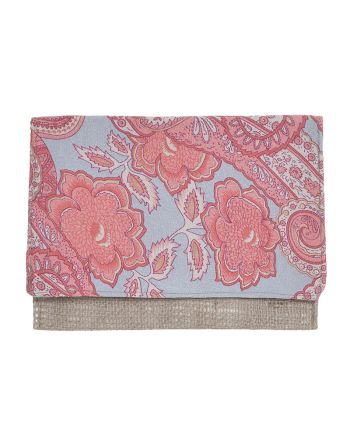 BAG/CLUTCH ΙΝ PINK/GREY COLOR WITH GOLD DETAILS 26Χ2Χ19  (50% jute/50% polyester)