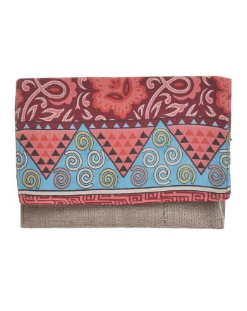 ΤΣΑΝΤΑΚΙ/ΦΑΚΕΛΟΣ ΨΑΘΙΝΟ ΣΕ ΚΟΚΚΙΝΟ/ΡΟΖ ΧΡΩΜΑ ΜΕ ΧΡΥΣΑ ΣΧΕΔΙΑ 26Χ2Χ19 (50% jute/50% polyester)