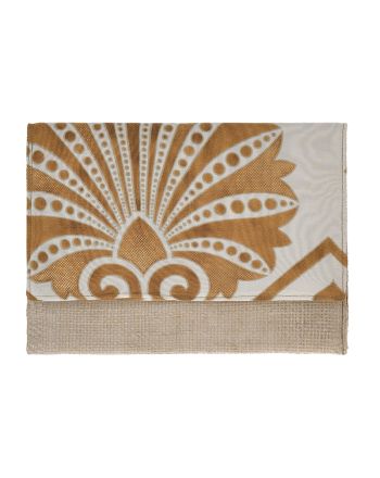 STRAW BAG/CLUTCH IN ECRU COLOR WITH GOLD DETAILS 26Χ2Χ19