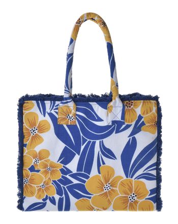 ΤΣΑΝΤΑ ΥΦΑΣΜΑΤΙΝΗ ΠΟΡΤΟΚΑΛΙ/ΜΠΛΕ/ΛΕΥΚΟ 35Χ30Χ22 (100% COTTON CANVAS WITH POLYESTER LINING)