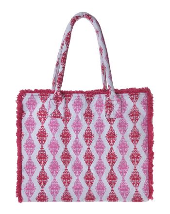 ΤΣΑΝΤΑ ΥΦΑΣΜΑΤΙΝΗ ΚΟΚΚΙΝΗ/ΡΟΖ/ΛΕΥΚΗ 35Χ30Χ22 (100% COTTON CANVAS WITH POLYESTER LINING)