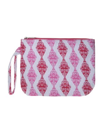 CANVAS POUCH IN RED/PINK/WHITE COLOR 24X19X6 (100% COTTON CANVAS WITH POLYESTER LINING)