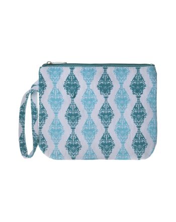 ΤΣΑΝΤAKI ΥΦΑΣΜΑΤΙΝO ΓΑΛΑΖΙΟ/ΠΡΑΣΙΝΟ/ΛΕΥΚΟ 24X19X6 (100% COTTON CANVAS WITH POLYESTER LINING)