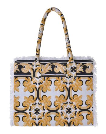 ΤΣΑΝΤΑ ΥΦΑΣΜΑΤΙΝΗ ΚΙΤΡΙΝΗ-ΜΟΥΣΤΑΡΔΙ 35Χ30Χ22 (100% COTTON CANVAS WITH POLYESTER LINING)