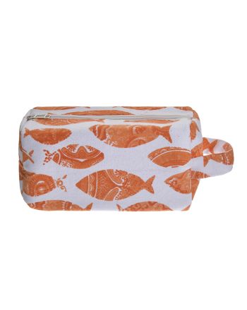 ΤΣΑΝΤAKI ΥΦΑΣΜΑΤΙΝO ΠΟΡΤΟΚΑΛΙ/ΛΕΥΚΟ ''ΨΑΡΙΑ'' 23X12X10 (100% COTTON CANVAS WITH POLYESTER LINING)