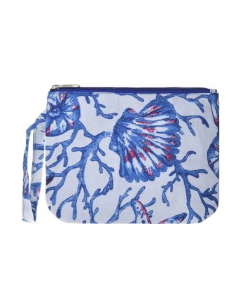 ΤΣΑΝΤAKI ΥΦΑΣΜΑΤΙΝO ΜΠΛΕ/ΛΕΥΚΟ ''ΚΟΡΑΛΙΑ'' 24X19X6 (100% COTTON CANVAS WITH POLYESTER LINING)