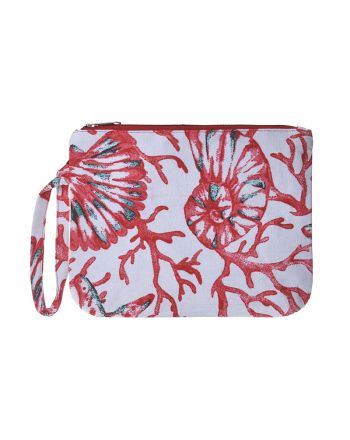 ΤΣΑΝΤAKI ΥΦΑΣΜΑΤΙΝO ΚΟΚΚΙΝΟ/ΛΕΥΚΟ ''ΚΟΡΑΛΙΑ'' 24X19X6 (100% COTTON CANVAS WITH POLYESTER LINING)