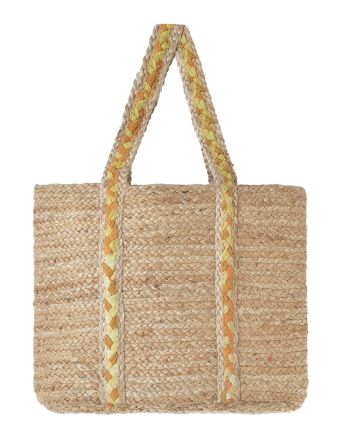 ΤΣΑΝΤΑ ΑΠΟ ΓΙΟΥΤΑ ΜΠΕΖ ΜΕ ΚΙΤΡΙΝΕΣ/ΠΟΡΤΟΚΑΛΙ ΛΕΠΤΟΜΕΡΕΙΕΣ 38X31X15 (100% ΓΙΟΥΤΑ)