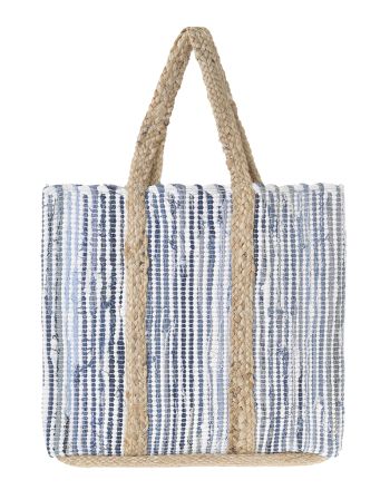 ΤΣΑΝΤΑ ΑΠΟ ΓΙΟΥΤΑ ΜΠΛΕ/ΛΕΥΚΟ 38X31X15 (100% ΓΙΟΥΤΑ)