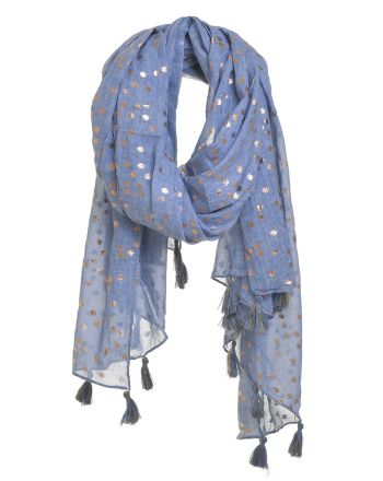 ΦΟΥΛΑΡΙ/ΠΑΡΕΟ ΜΠΛΕ ΜΕ ΡΟΖ ΧΡΥΣΟ ΛΕΠΤΟΜΕΡΕΙΕΣ 100X180 (100% COTTON)