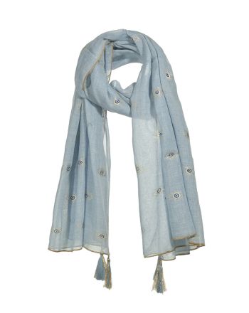 ΦΟΥΛΑΡΙ/ΠΑΡΕΟ ΜΠΛΕ ΜΕ ΧΡΥΣΑ ΜΑΤΙΑ 100Χ180 (100% COTTON)