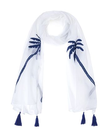 ΦΟΥΛΑΡΙ/ΠΑΡΕΟ ΣΕ ΛΕΥΚΟ ΧΡΩΜΑ ΜΕ ΜΠΛΕ ΦΟΙΝΙΚΕΣ 100Χ180 (100% COTTON)