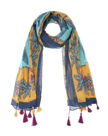 ΦΟΥΛΑΡΙ/ΠΑΡΕΟ ΠΟΡΤΟΚΑΛΙ/ΤΙΡΚΟΥΑΖ ΜΕ ΦΟΙΝΙΚΕΣ ΚΑΙ ΦΟΥΝΤΑΚΙΑ 180Χ100 (100% COTTON)