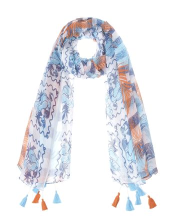 ΦΟΥΛΑΡΙ/ΠΑΡΕΟ ΠΟΡΤΟΚΑΛΙ/ΓΑΛΑΖΙΟ ΜΕ ΦΥΛΛΑ 180Χ100 (100%COTTON)