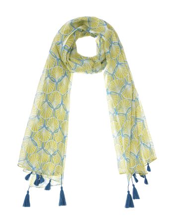 ΦΟΥΛΑΡΙ/ΠΑΡΕΟ ΚΙΤΡΙΝΟ/ΓΑΛΑΖΙΟ ΜΕ ΦΟΥΝΤΑΚΙΑ 180Χ100 (100% COTTON)