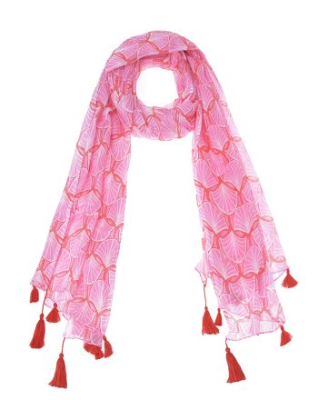 ΦΟΥΛΑΡΙ/ΠΑΡΕΟ ΡΟΖ/ΚΟΚΚΙΝΟ ΜΕ ΦΟΥΝΤΑΚΙΑ180Χ100 (100%COTTON)