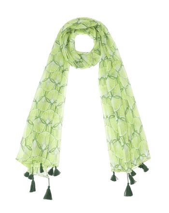 SCARF/PAREO IN GREEN COLOR WITH TASSELS 180Χ100 (100%COTTON)