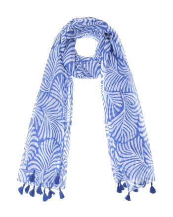 ΦΟΥΛΑΡΙ/ΠΑΡΕΟ ΜΠΛΕ/ΛΕΥΚΟ ΜΕ ΦΟΥΝΤΑΚΙΑ180Χ100 (100% COTTON)