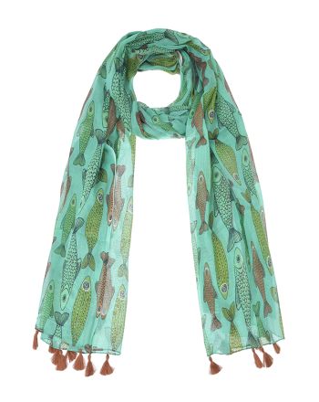 ΦΟΥΛΑΡΙ/ΠΑΡΕΟ ΠΡΑΣΙΝΟ ΜΕ ΨΑΡΙΑ ΚΑΙ ΦΟΥΝΤΑΚΙΑ180Χ100 (100% COTTON)