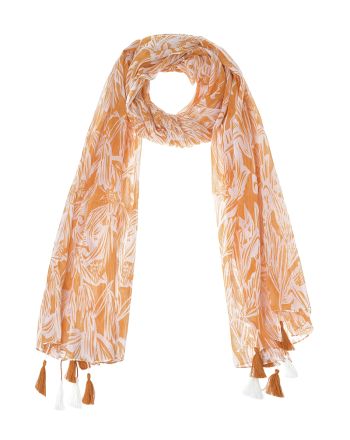 ΦΟΥΛΑΡΙ/ΠΑΡΕΟ ΠΟΡΤΟΚΑΛΙ/ΛΕΥΚΟ ΜΕ ΦΟΥΝΤΑΚΙΑ180Χ100 (100% COTTON)