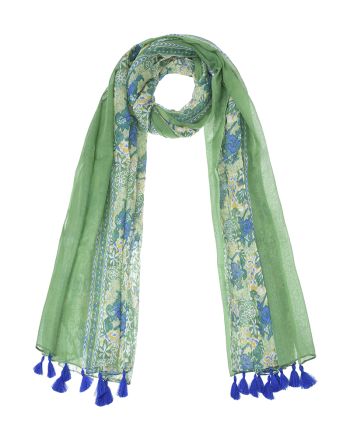 ΦΟΥΛΑΡΙ/ΠΑΡΕΟ ΠΡΑΣΙΝΟ/ΜΠΛΕ/ΛΕΥΚΟ ΜΕ ΦΟΥΝΤΑΚΙΑ180Χ100 (100% COTTON)