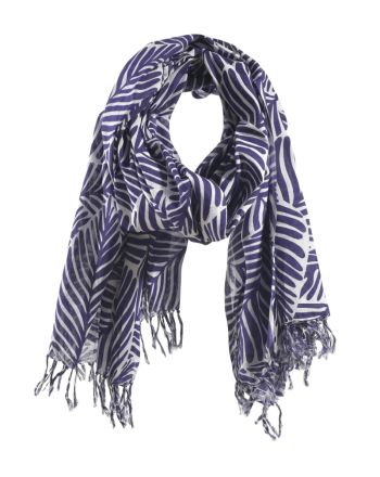 ΦΟΥΛΑΡΙ/ΠΑΡΕΟ ΛΕΥΚΟ/ΜΠΛΕ ΜΕ ΦΥΛΛΑ 180Χ100 (100% COTTON)