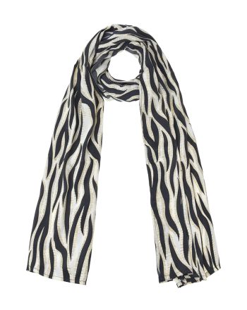 SCARF PRINTED IN WHITE/BLACK WITH ZEBRA DETAILS 180X60 (60% SILK 40% POLYESTER)