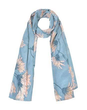 ΦΟΥΛΑΡΙ ΣΕ ΓΑΛΑΖΙΟ ΧΡΩΜΑ ΜΕ ΕΚΡΟΎ ΛΕΠΤΟΜΕΡΕΙΕΣ 180X60 (60% SILK 40% POLYESTER)